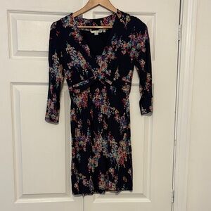 Boden Black Dress with Colorful Floral Design